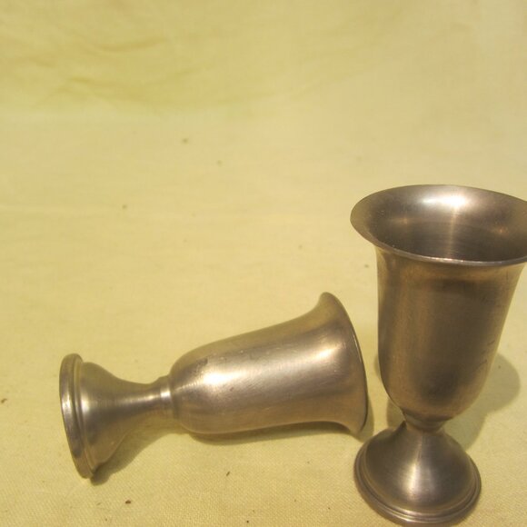 TG EMPIRE PEWTER WEIGHTED CORDIAL/SHOT GLASSES SET OF 2 - Picture 4 of 5